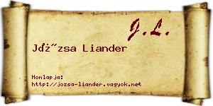 Józsa Liander névjegykártya